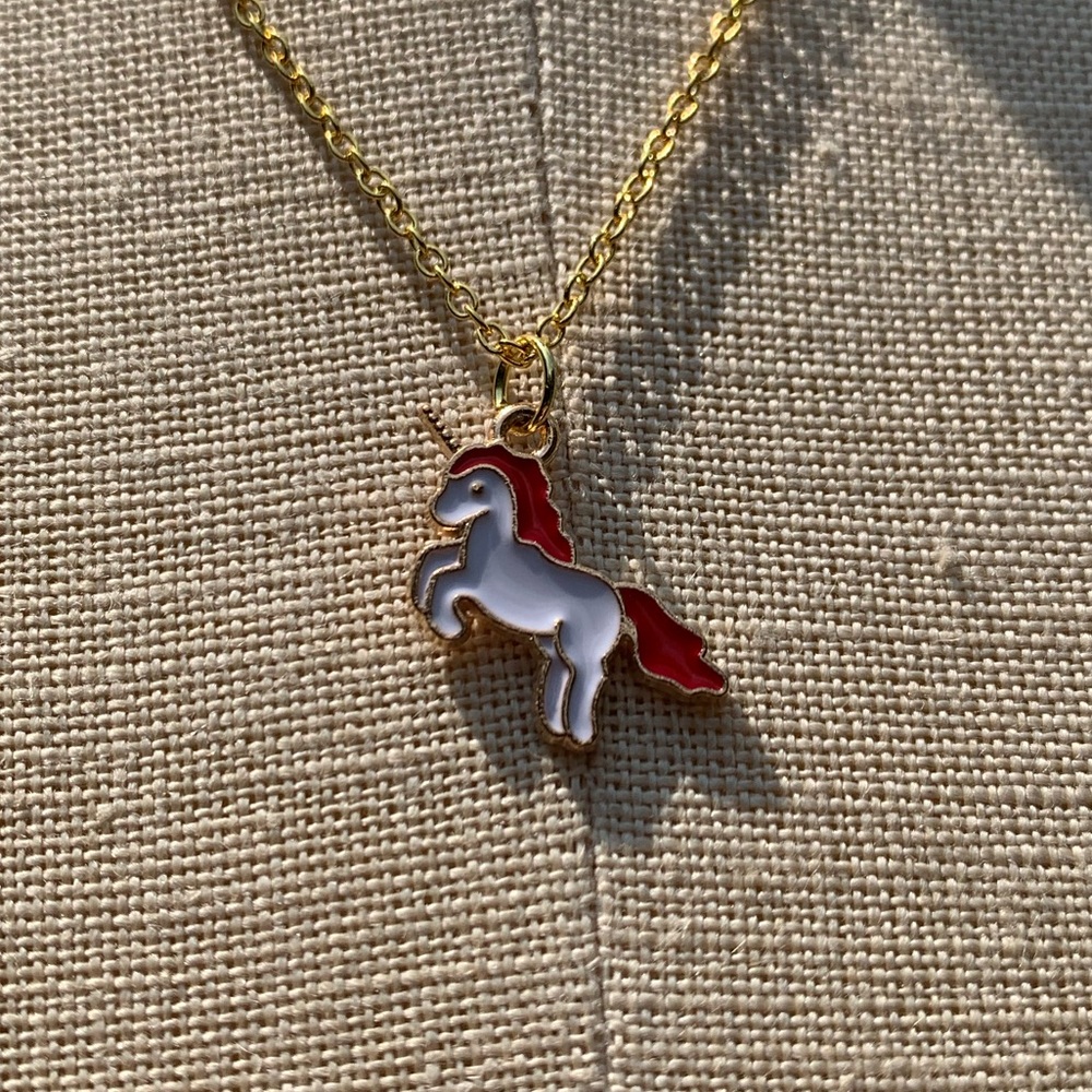 NWT Sterling Silver Plated Chain & Enamel Unicorn Alloy Metal Charm Necklace - Picture 6 of 11